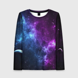 Женский лонгслив 3D Neon galaxy неоновый космос