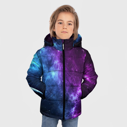 Зимняя куртка для мальчиков 3D Neon galaxy неоновый космос, цвет черный - фото 3