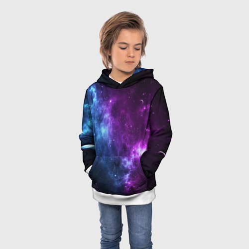 Детская толстовка 3D Neon galaxy неоновый космос, цвет белый - фото 3