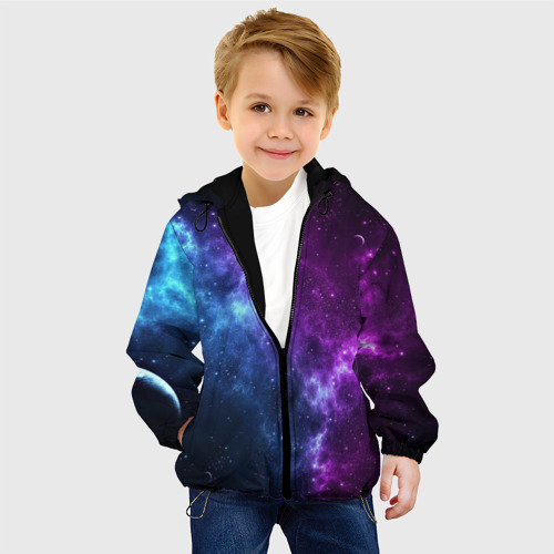 Детская куртка 3D Neon galaxy неоновый космос, цвет черный - фото 3