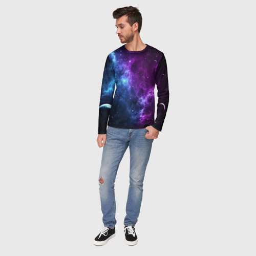 Мужской лонгслив 3D Neon galaxy неоновый космос, цвет 3D печать - фото 5