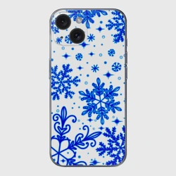 Чехол для iPhone 15 силиконовый с защитой камеры Белая Зима