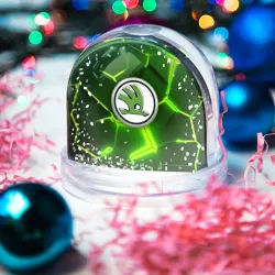 Игрушка Снежный шар Skoda 3D трещины 3D разлом неоновые плиты - фото 2
