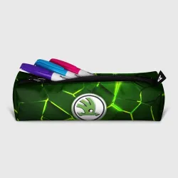 Пенал школьный 3D Skoda 3D трещины 3D разлом неоновые плиты - фото 2