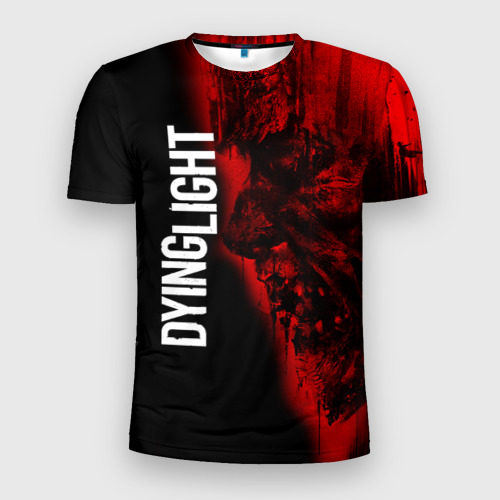 Мужская футболка 3D Slim Dying light red zombie face, цвет 3D печать