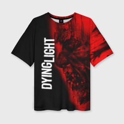 Женская футболка oversize 3D Dying light red zombie face