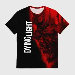 Мужская футболка 3D Dying light red zombie face