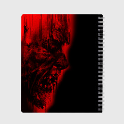 Тетрадь с принтом Dying light red zombie face для любого человека, вид сзади №1. Цвет основы: крупная клетка
