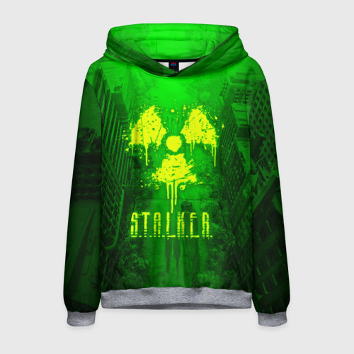 Мужская толстовка 3D Stalker logo radiatoin neon toxic, цвет меланж