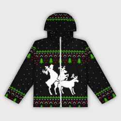 Женская ветровка 3D Новогодние три оленя - ugly sweater