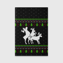 Обложка для паспорта матовая кожа Новогодние три оленя - ugly sweater