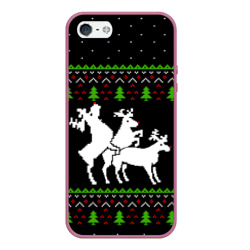 Чехол для iPhone 5/5S матовый Новогодние три оленя - ugly sweater