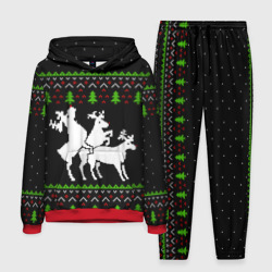 Мужской костюм с толстовкой 3D Новогодние три оленя - ugly sweater