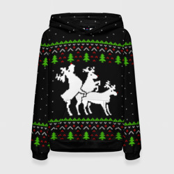 Женская толстовка 3D Новогодние три оленя - ugly sweater