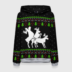 Женская толстовка 3D Новогодние три оленя - ugly sweater