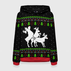 Женская толстовка 3D Новогодние три оленя - ugly sweater