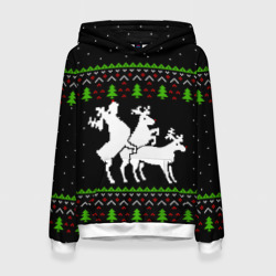 Женская толстовка 3D Новогодние три оленя - ugly sweater