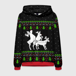 Мужская толстовка 3D Новогодние три оленя - ugly sweater