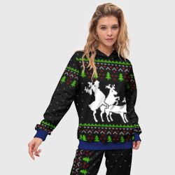 Женский костюм с толстовкой 3D Новогодние три оленя - ugly sweater - фото 2