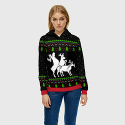 Женская толстовка 3D Новогодние три оленя - ugly sweater - фото 2