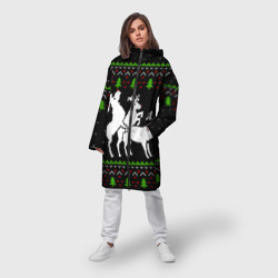 Женский дождевик 3D Новогодние три оленя - ugly sweater - фото 2