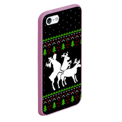 Чехол для iPhone 5/5S матовый Новогодние три оленя - ugly sweater - фото 2