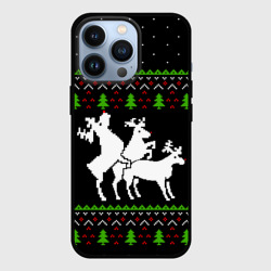 Чехол для iPhone 13 Pro Новогодние три оленя - ugly sweater