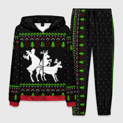 Мужской костюм 3D Новогодние три оленя - ugly sweater