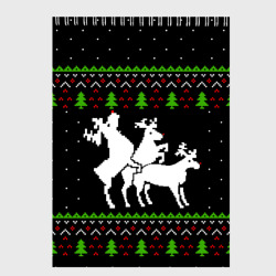 Скетчбук Новогодние три оленя - ugly sweater