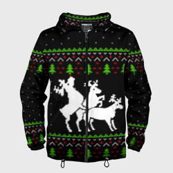 Мужская ветровка 3D Новогодние три оленя - ugly sweater