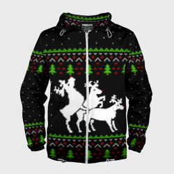 Мужская ветровка 3D Новогодние три оленя - ugly sweater