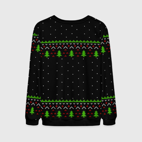 Мужской свитшот 3D Новогодние три оленя - ugly sweater, цвет черный - фото 2