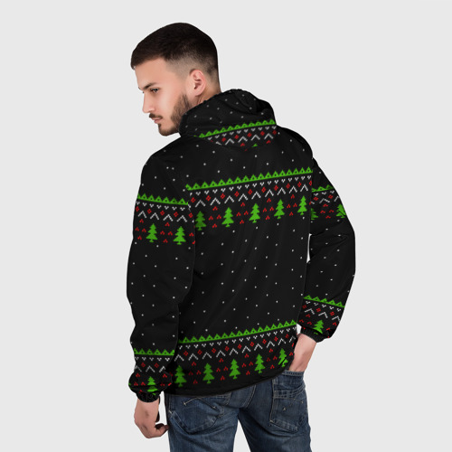 Мужская ветровка 3D Новогодние три оленя - ugly sweater, цвет черный - фото 4