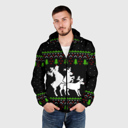 Мужская ветровка 3D Новогодние три оленя - ugly sweater - фото 2