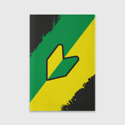 Обложка для паспорта матовая кожа JDM green yellow logo