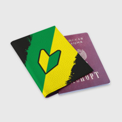 Обложка для паспорта матовая кожа JDM green yellow logo - фото 2