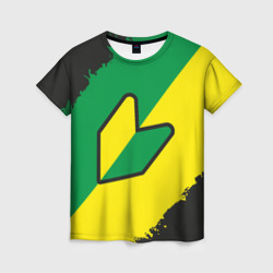 Женская футболка 3D JDM green yellow logo