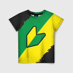 Детская футболка 3D JDM green yellow logo