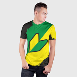 Мужская футболка 3D Slim JDM green yellow logo - фото 2