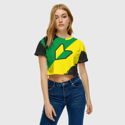 Женская футболка Crop-top 3D JDM green yellow logo - фото 2