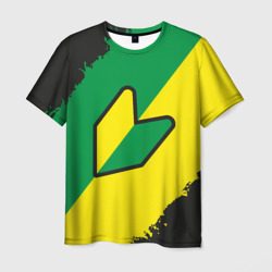 Мужская футболка 3D JDM green yellow logo