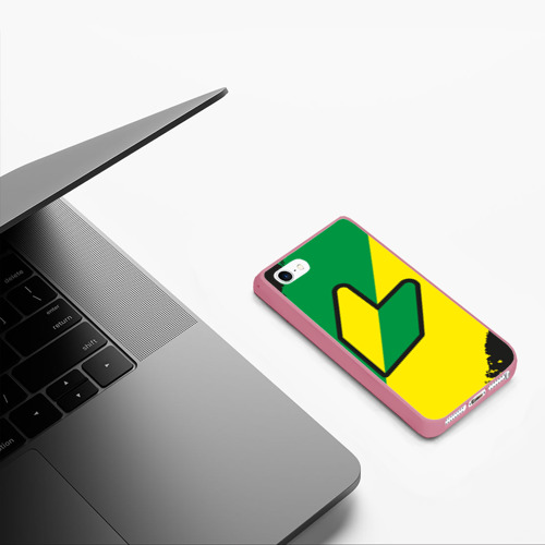 Чехол для iPhone 5/5S матовый JDM green yellow logo, цвет малиновый - фото 5