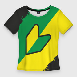 Женская футболка 3D Slim JDM green yellow logo