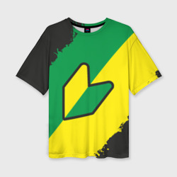 Женская футболка oversize 3D JDM green yellow logo