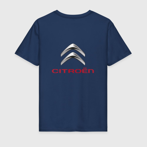 Мужская футболка хлопок Citroen logo +спина, цвет темно-синий - фото 2