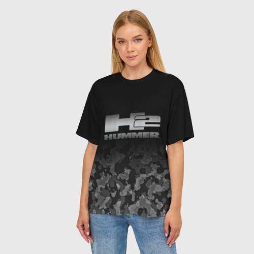 Женская футболка oversize 3D H2 Hummer logo, цвет 3D печать - фото 3