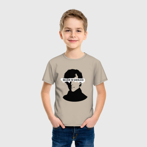 Детская футболка хлопок с принтом Шерлок 2023, фото на моделе #1