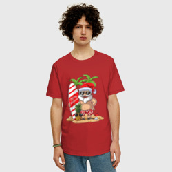 Мужская футболка хлопок Oversize Santa on vibe - фото 2