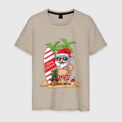 Santa on vibe – Мужская футболка хлопок с принтом купить со скидкой в -20%