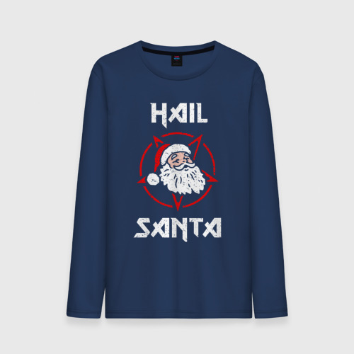 Мужской лонгслив хлопок Hail Santa, цвет темно-синий